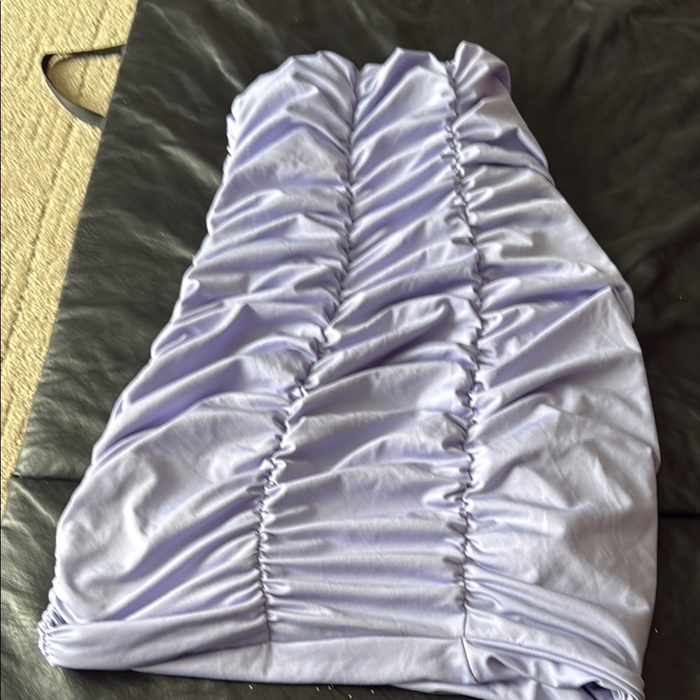Lavender Ruched Strapless Dress